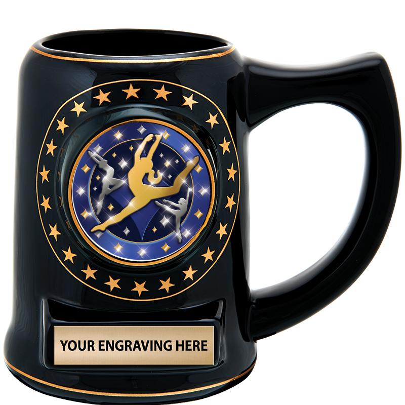 5 1/4" STAR CERAMIC BLACK MUG