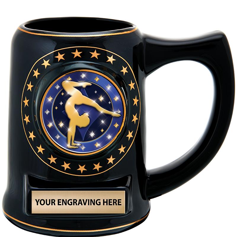 5 1/4" STAR CERAMIC BLACK MUG