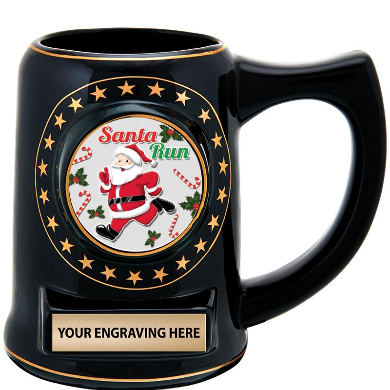 5 1/4" STAR CERAMIC BLACK MUG