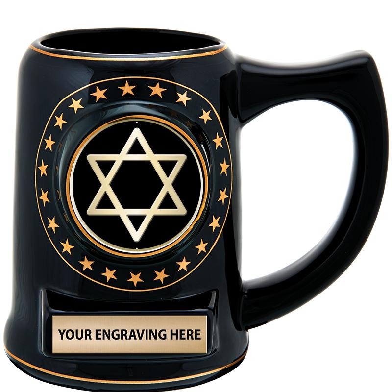 5 1/4" STAR CERAMIC BLACK MUG