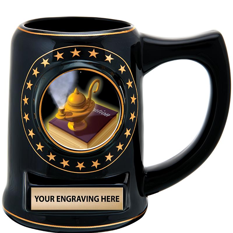 5 1/4" STAR CERAMIC BLACK MUG