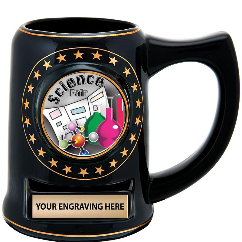 5 1/4" STAR CERAMIC BLACK MUG