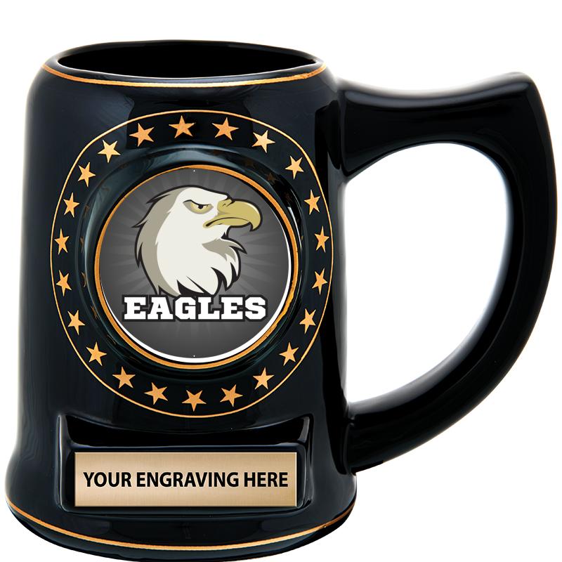 5 1/4" STAR CERAMIC BLACK MUG