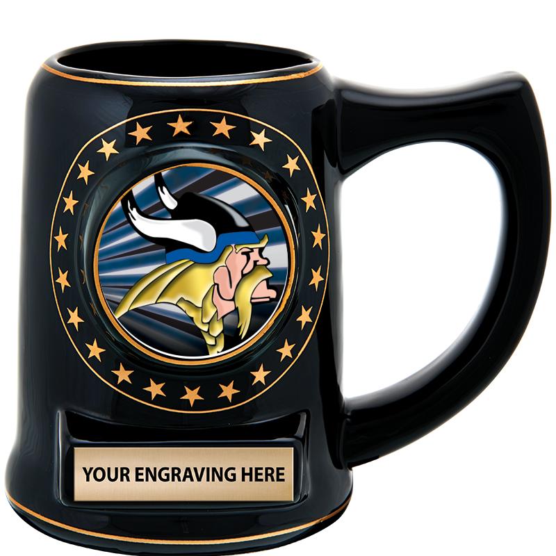 5 1/4" STAR CERAMIC BLACK MUG
