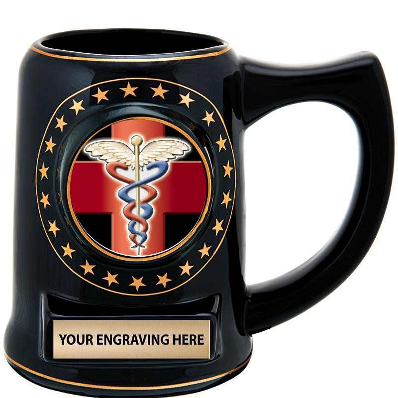 5 1/4" STAR CERAMIC BLACK MUG