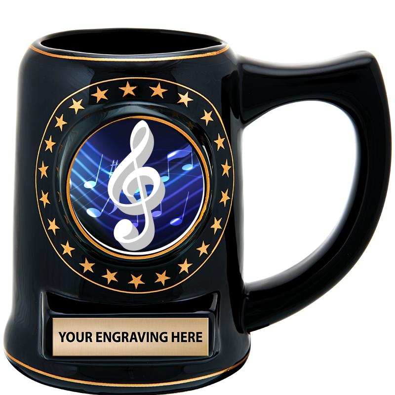 5 1/4" STAR CERAMIC BLACK MUG