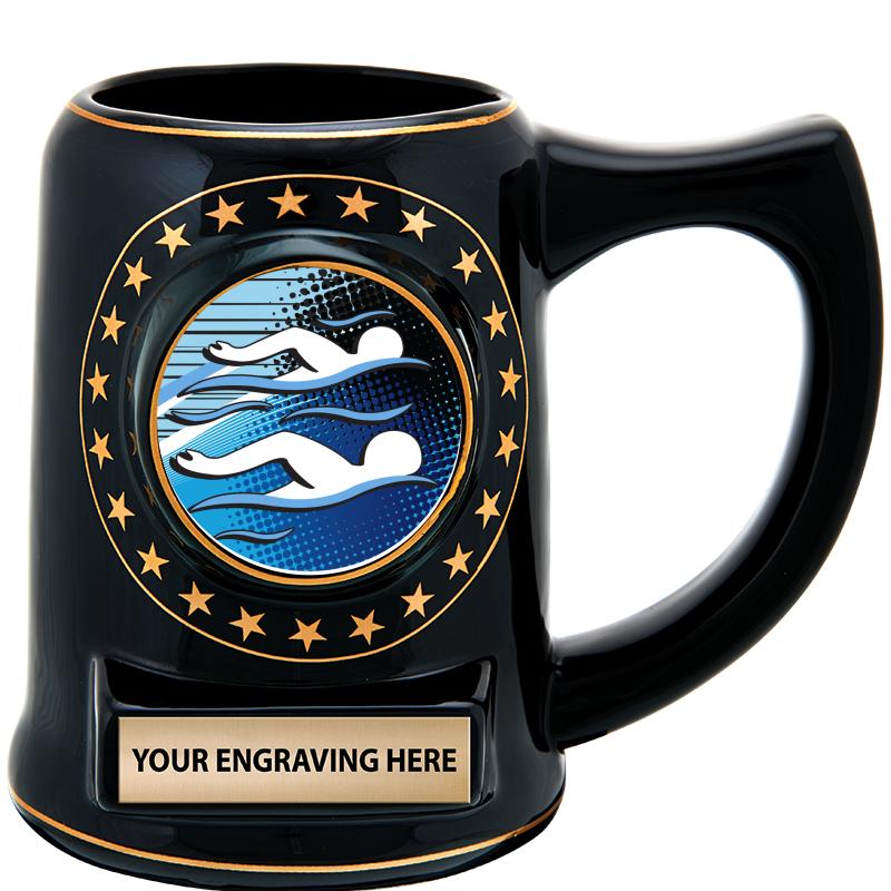 5 1/4" STAR CERAMIC BLACK MUG