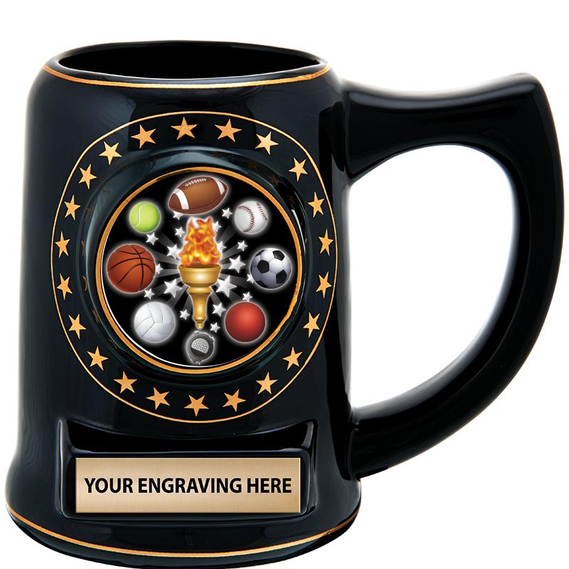 5 1/4" STAR CERAMIC BLACK MUG