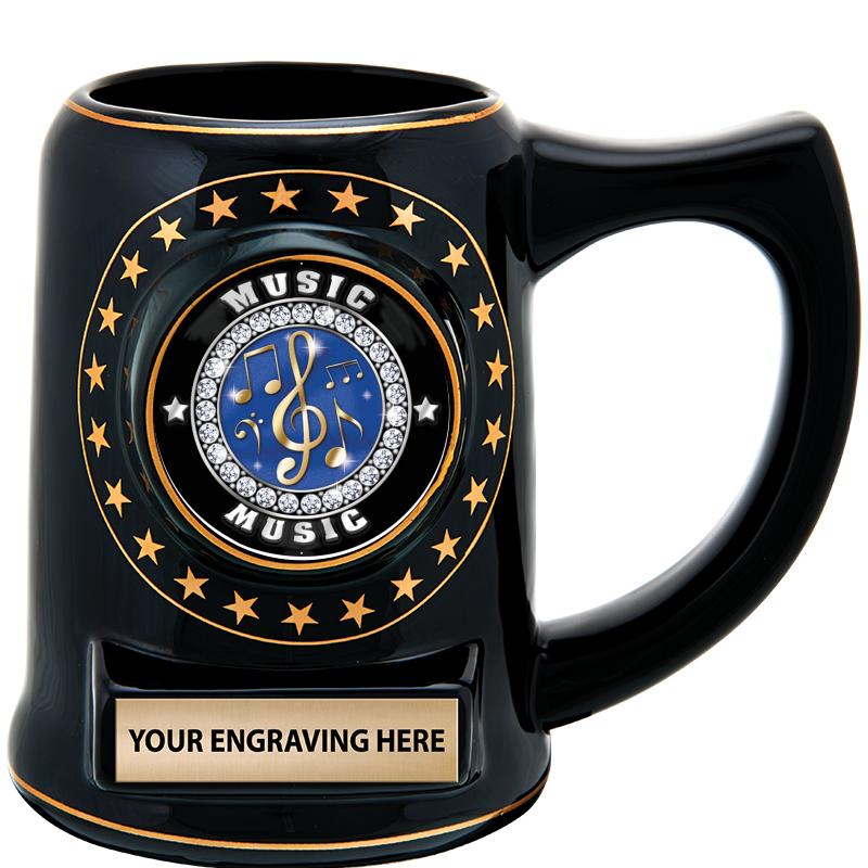 5 1/4" STAR CERAMIC BLACK MUG