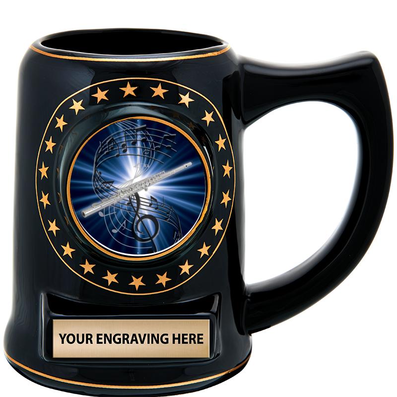 5 1/4" STAR CERAMIC BLACK MUG