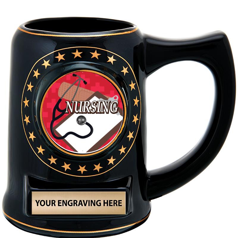 5 1/4" STAR CERAMIC BLACK MUG