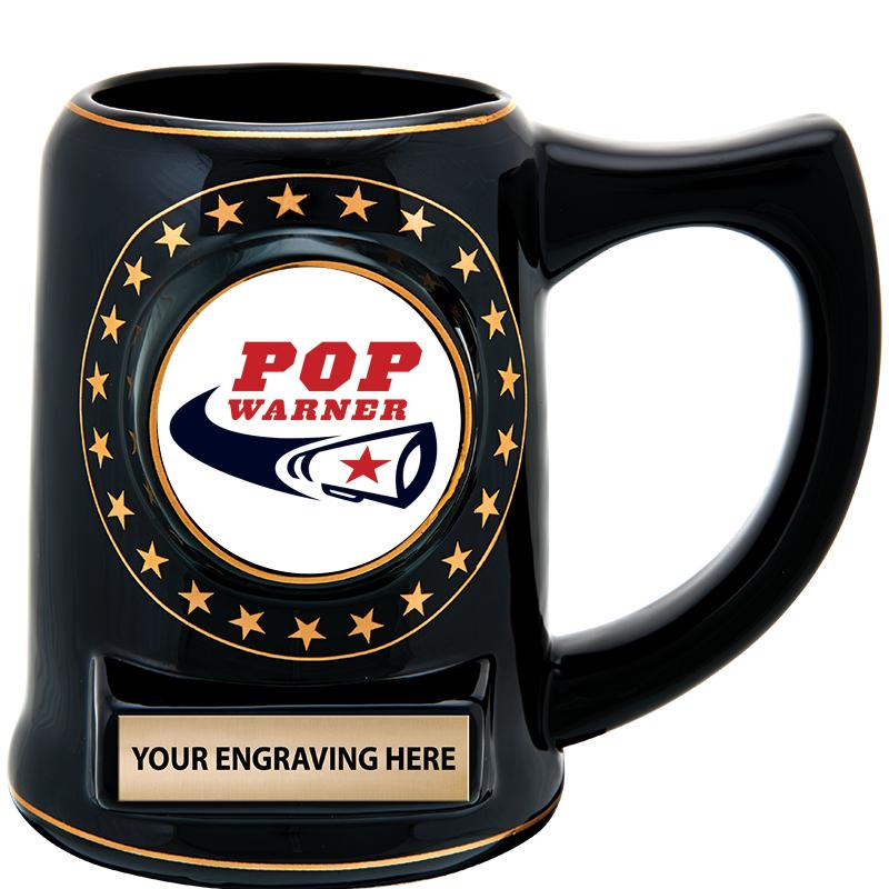 5 1/4" STAR CERAMIC BLACK MUG