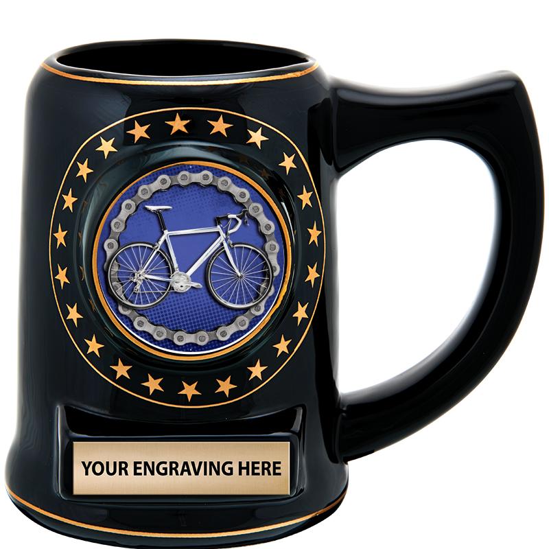 5 1/4" STAR CERAMIC BLACK MUG