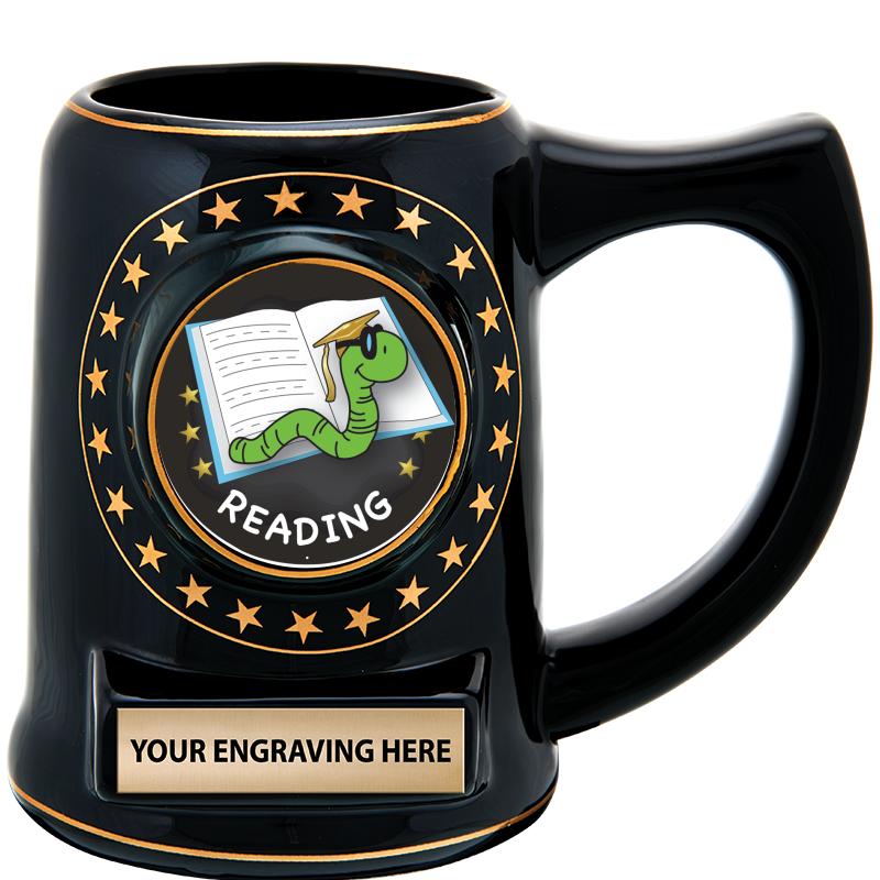 5 1/4" STAR CERAMIC BLACK MUG