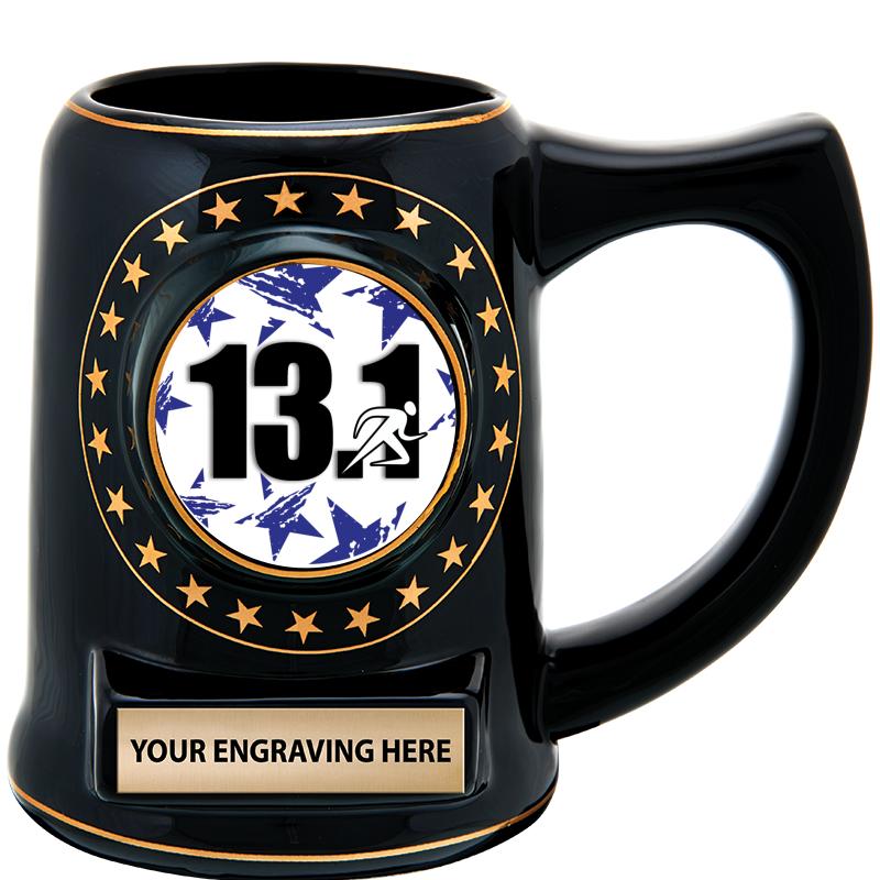 5 1/4" STAR CERAMIC BLACK MUG