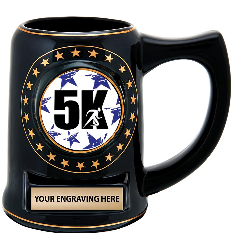 5 1/4" STAR CERAMIC BLACK MUG