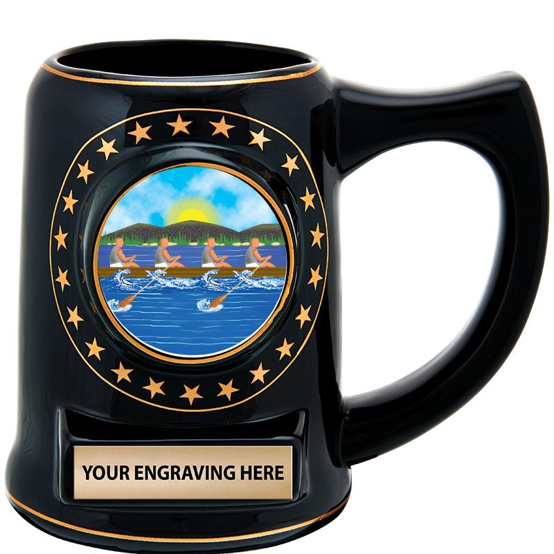 5 1/4" STAR CERAMIC BLACK MUG