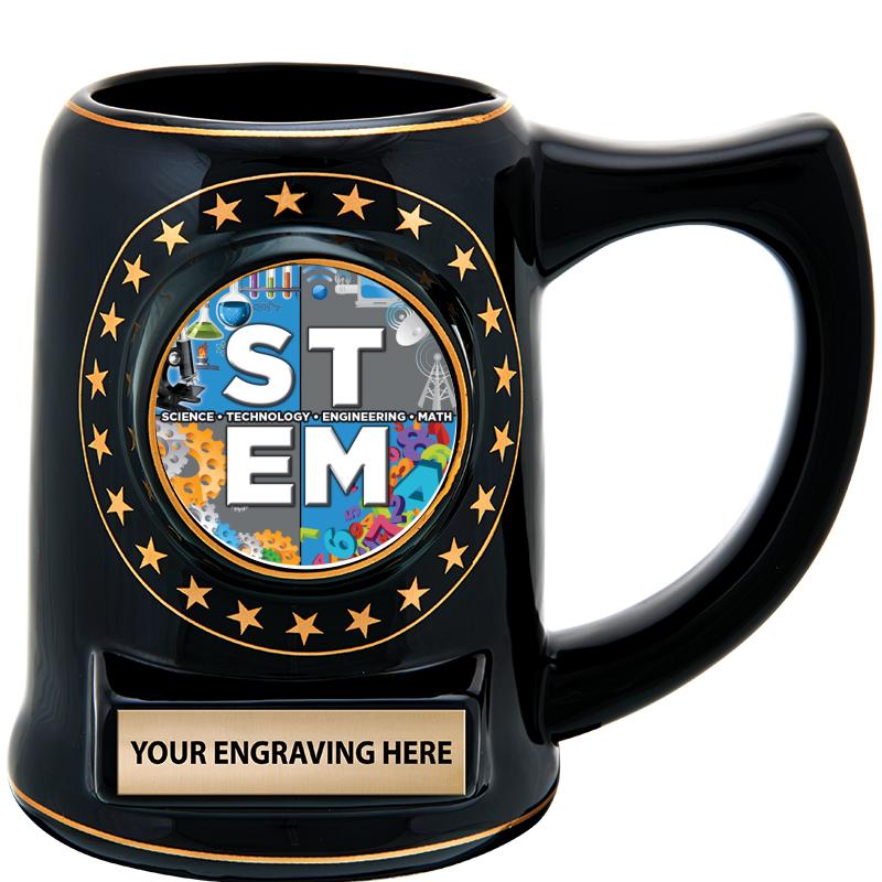 5 1/4" STAR CERAMIC BLACK MUG