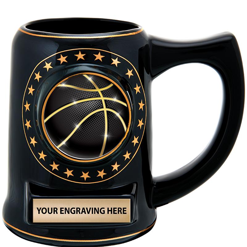 5 1/4" STAR CERAMIC BLACK MUG