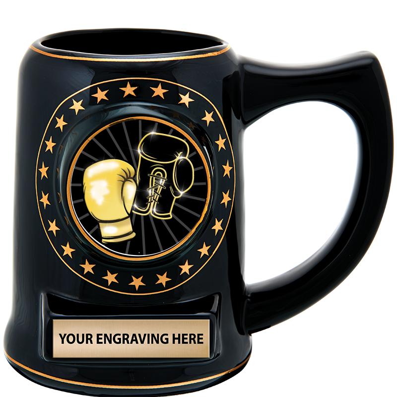 5 1/4" STAR CERAMIC BLACK MUG