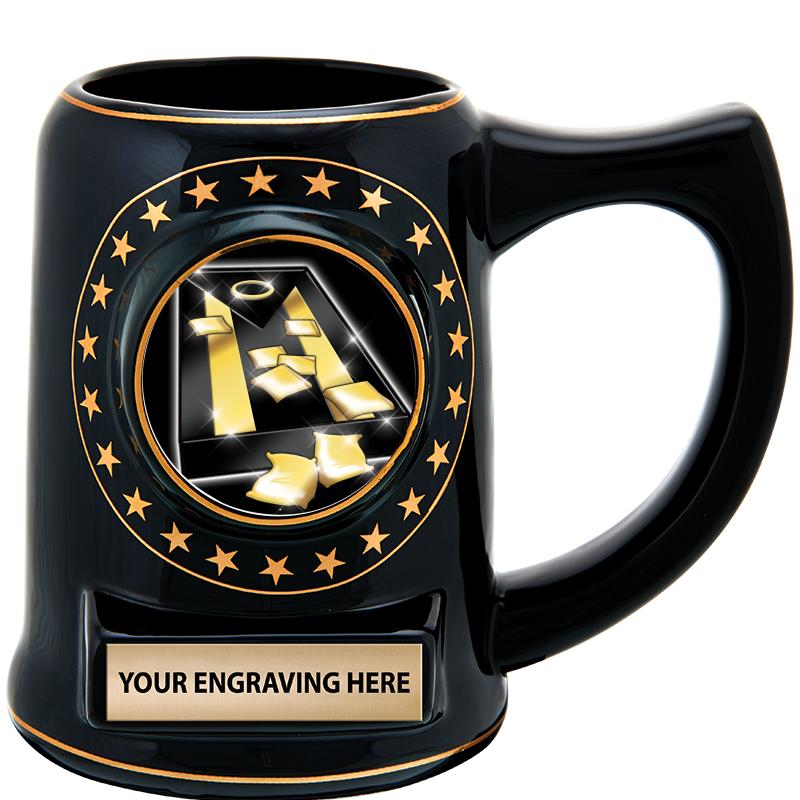 5 1/4" STAR CERAMIC BLACK MUG