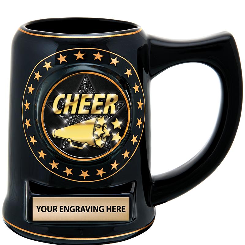 5 1/4" STAR CERAMIC BLACK MUG