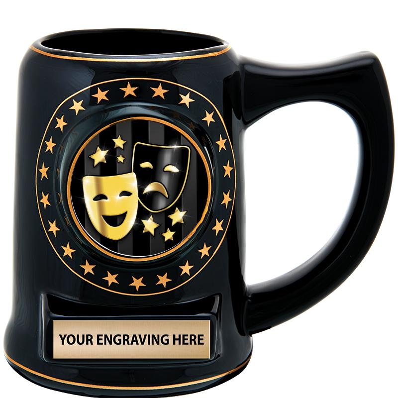 5 1/4" STAR CERAMIC BLACK MUG