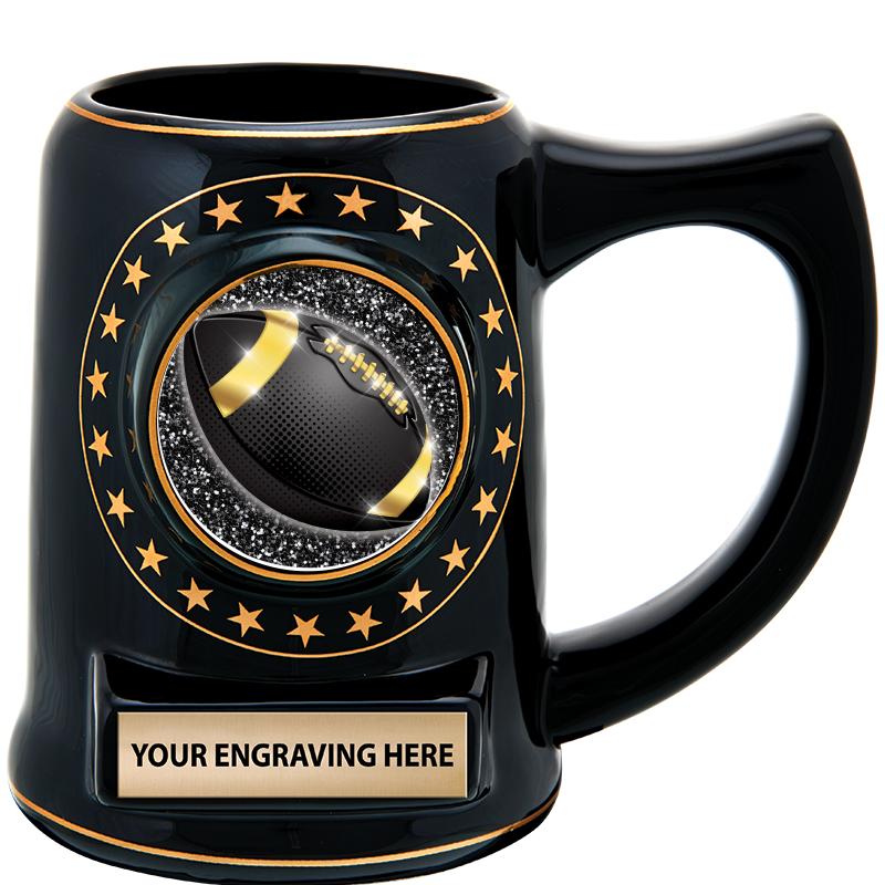 5 1/4" STAR CERAMIC BLACK MUG