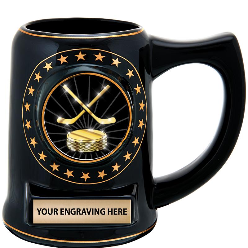 5 1/4" STAR CERAMIC BLACK MUG