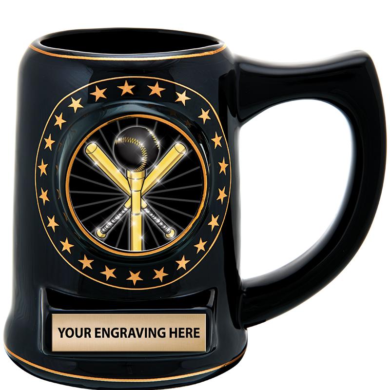 5 1/4" STAR CERAMIC BLACK MUG