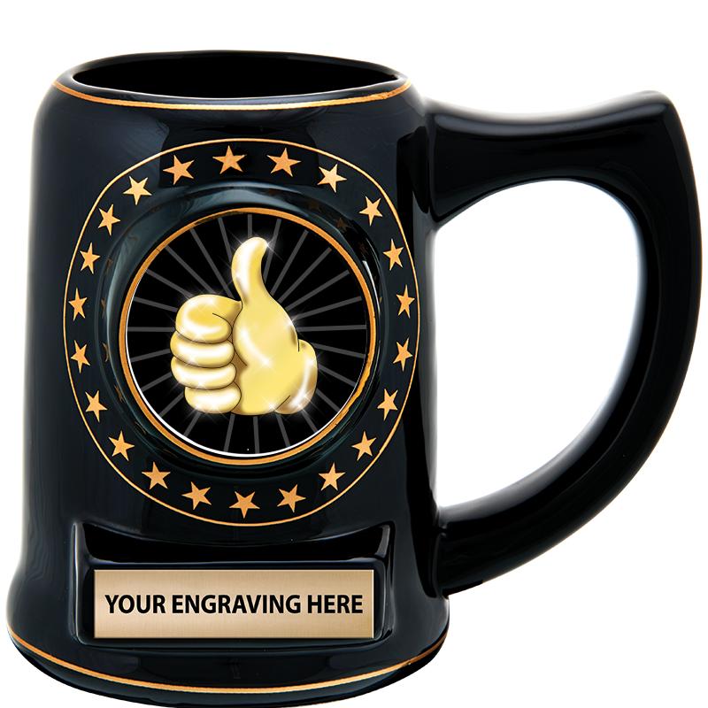 5 1/4" STAR CERAMIC BLACK MUG