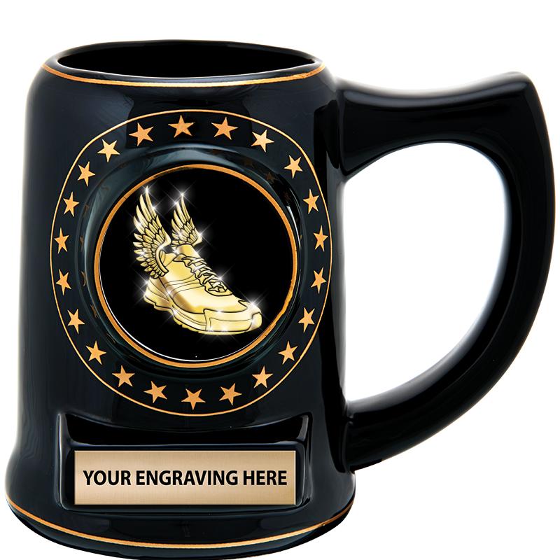 5 1/4" STAR CERAMIC BLACK MUG