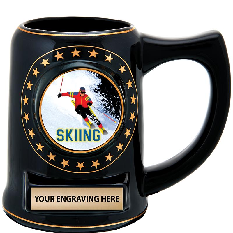 5 1/4" STAR CERAMIC BLACK MUG