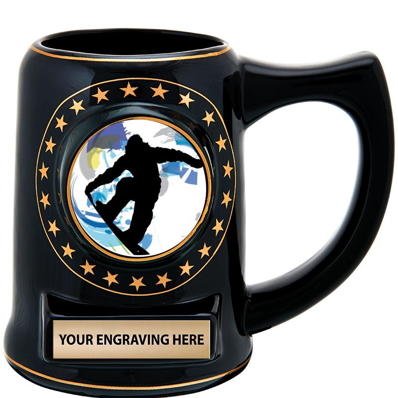 5 1/4" STAR CERAMIC BLACK MUG