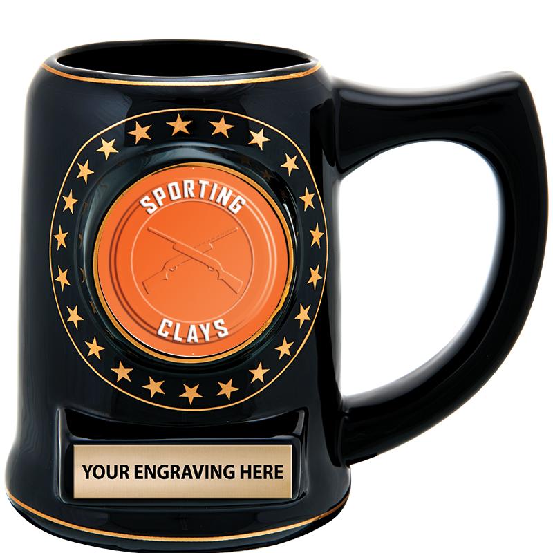 5 1/4" STAR CERAMIC BLACK MUG