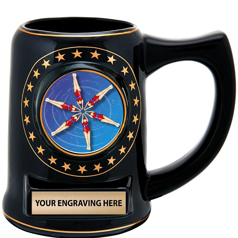 5 1/4" STAR CERAMIC BLACK MUG