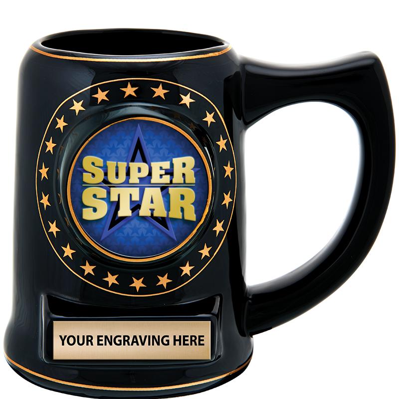 5 1/4" STAR CERAMIC BLACK MUG