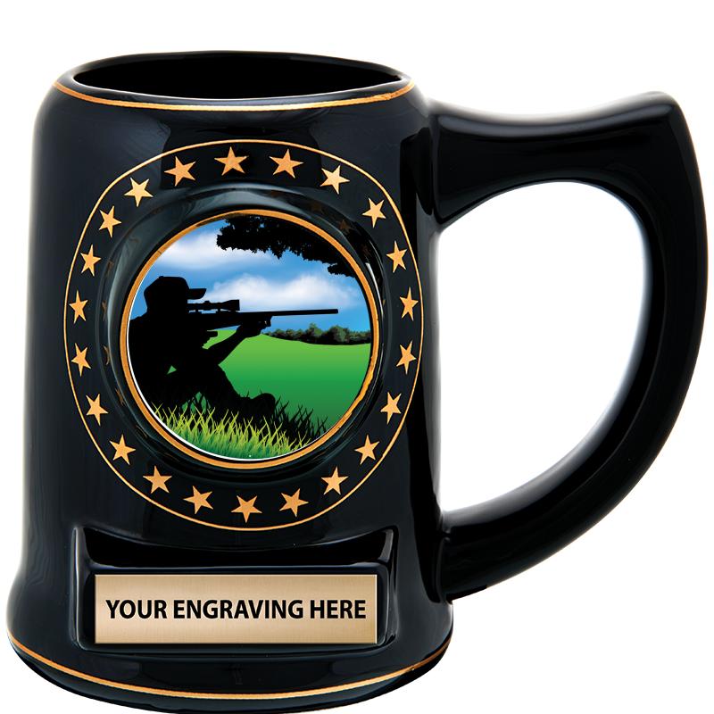 5 1/4" STAR CERAMIC BLACK MUG