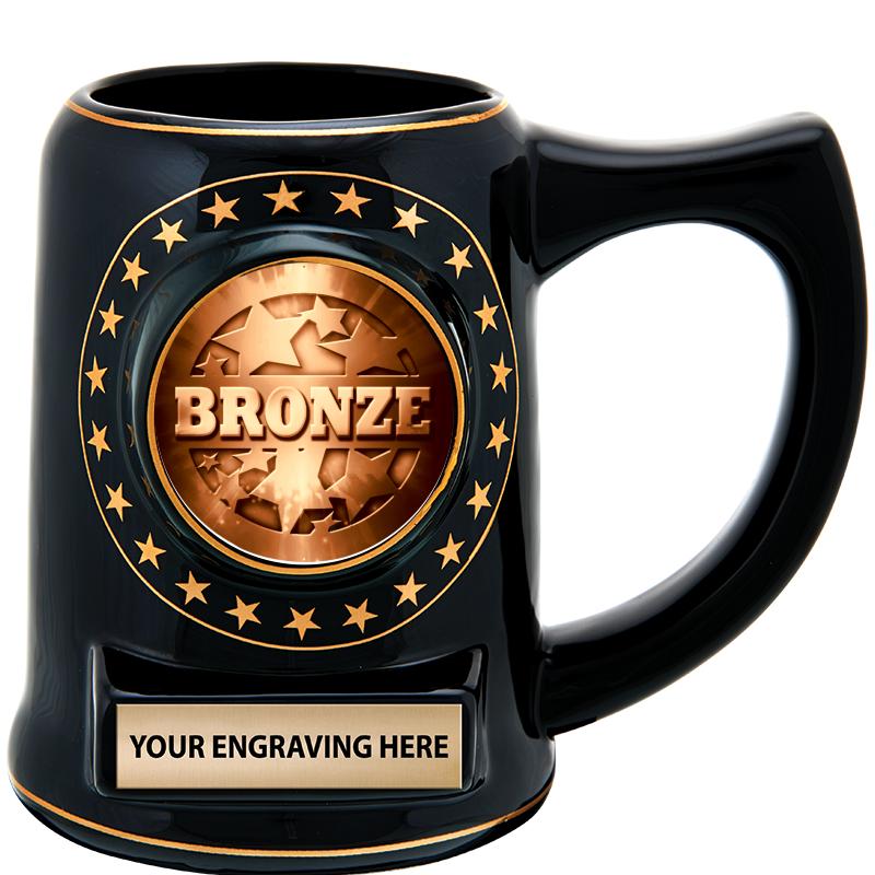 5 1/4" STAR CERAMIC BLACK MUG