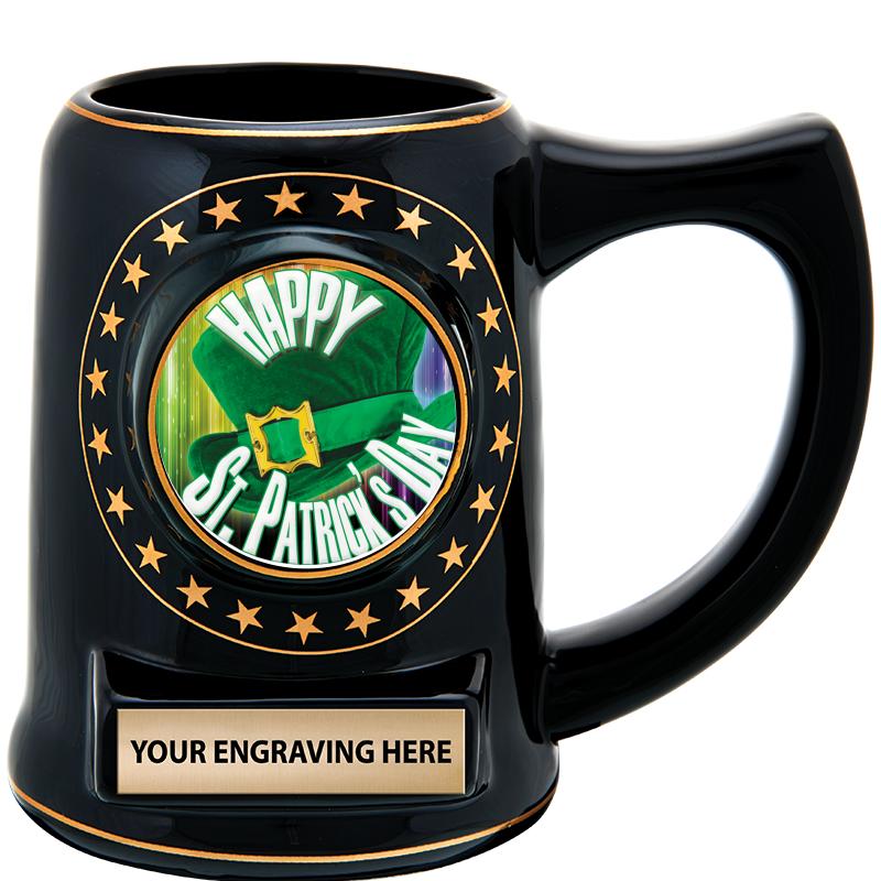 5 1/4" STAR CERAMIC BLACK MUG