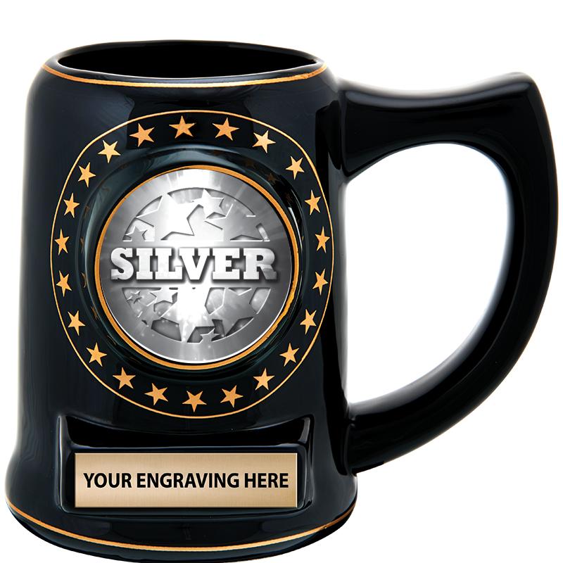 5 1/4" STAR CERAMIC BLACK MUG