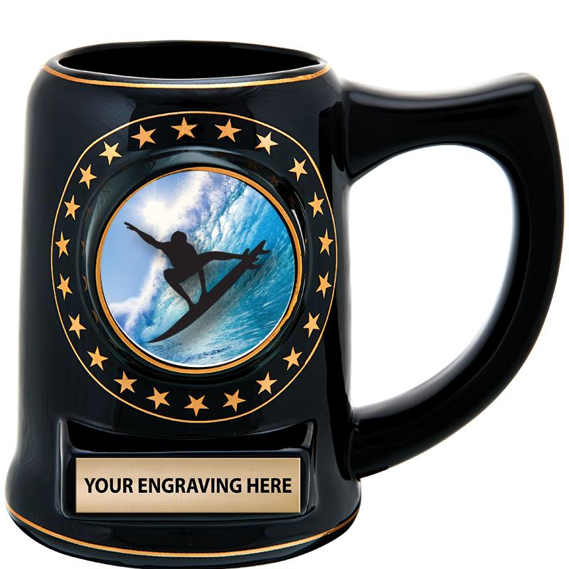 5 1/4" STAR CERAMIC BLACK MUG