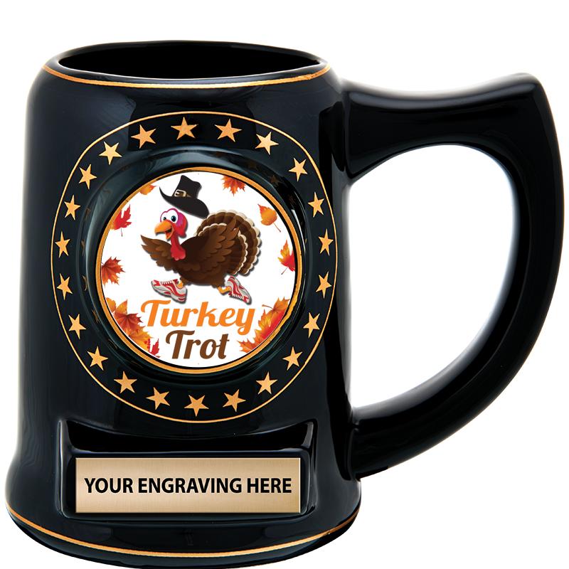 5 1/4" STAR CERAMIC BLACK MUG