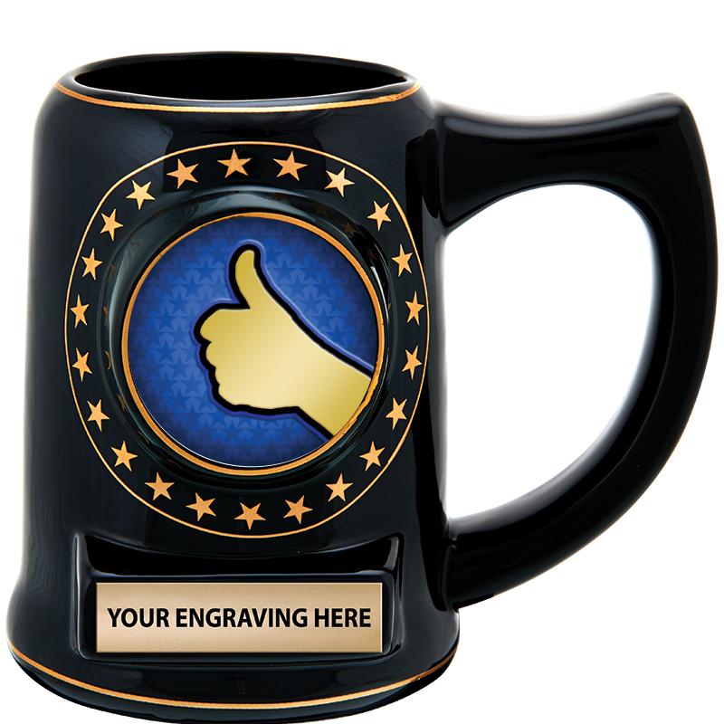 5 1/4" STAR CERAMIC BLACK MUG