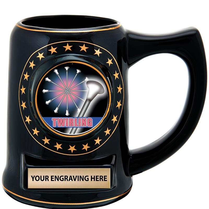 5 1/4" STAR CERAMIC BLACK MUG