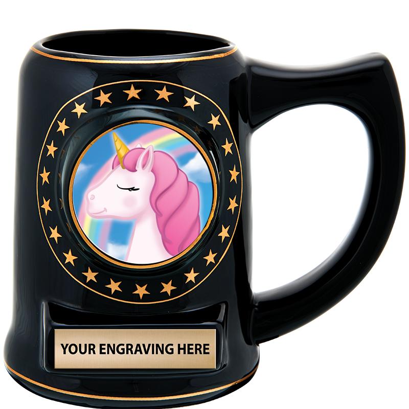 5 1/4" STAR CERAMIC BLACK MUG