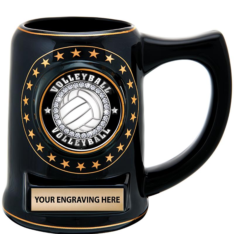 5 1/4" STAR CERAMIC BLACK MUG