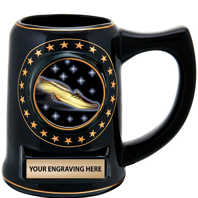 5 1/4" STAR CERAMIC BLACK MUG