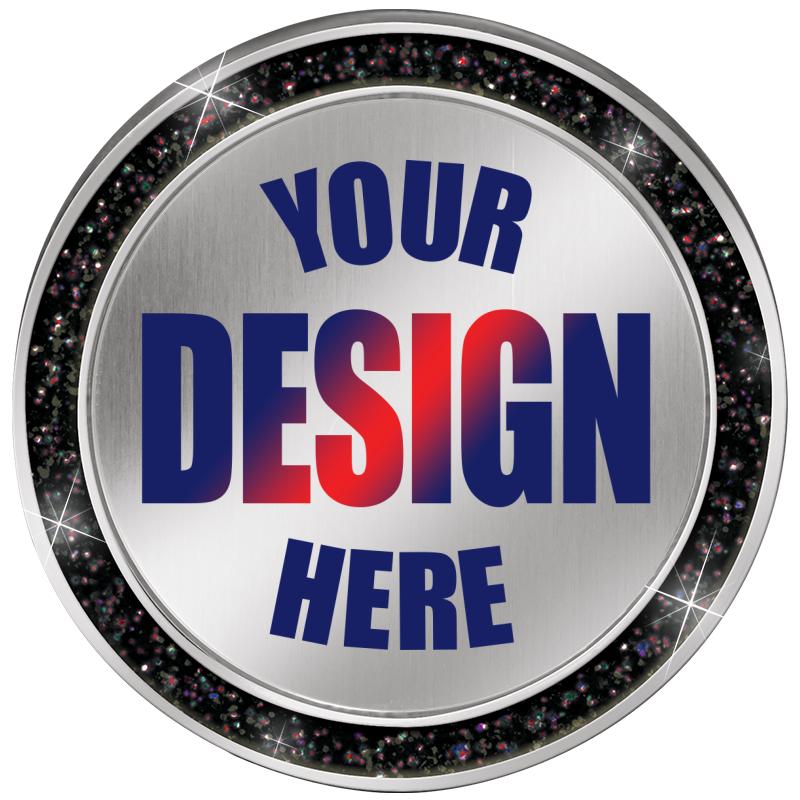 1.3" PRINTZ BK GLITTER INS PIN