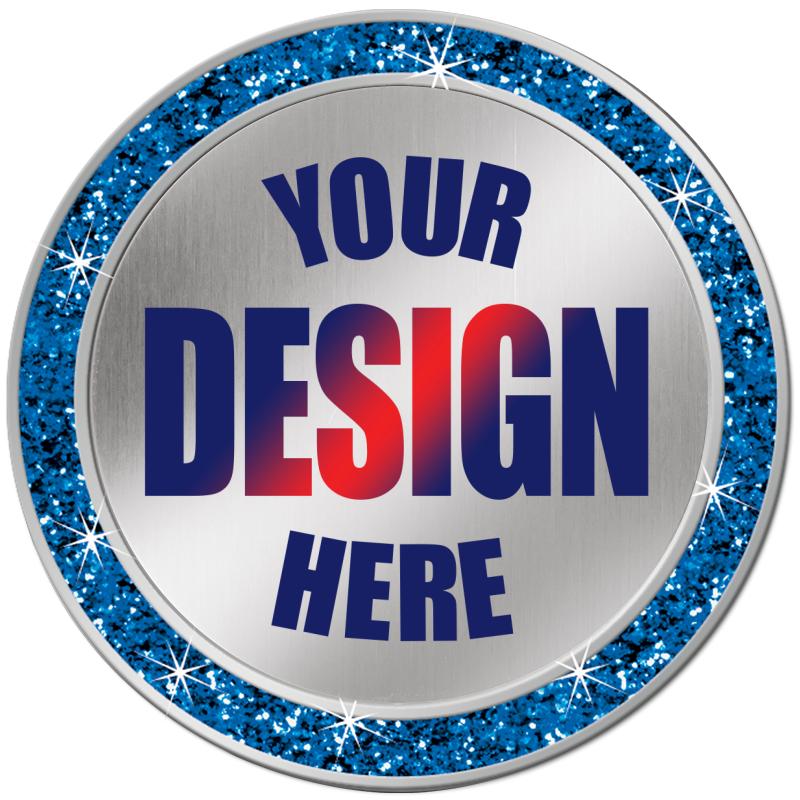1.3" PRINTZ BL GLITTER INS PIN